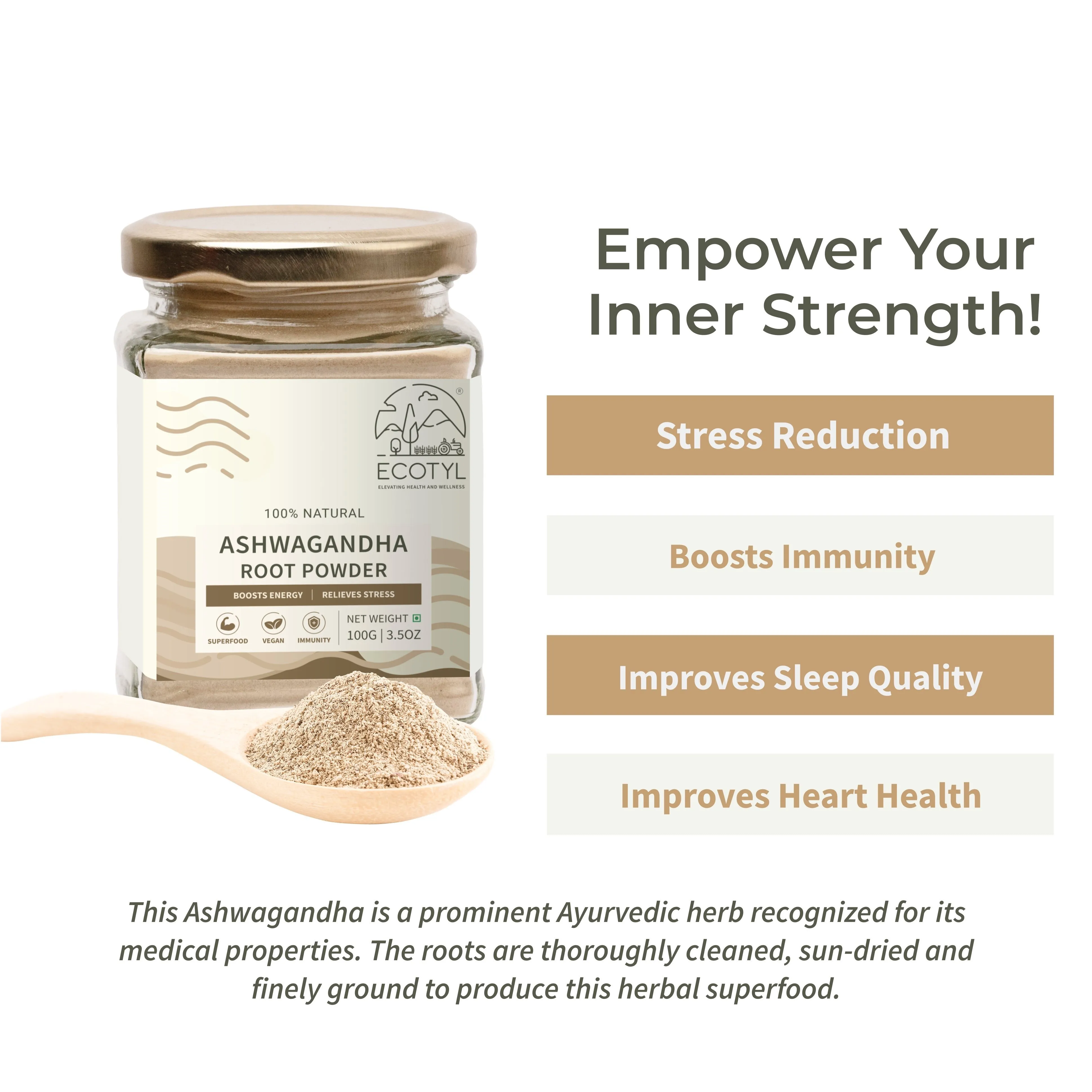 Ashwagandha Root Powder for Mental Well Being Energy Booster
