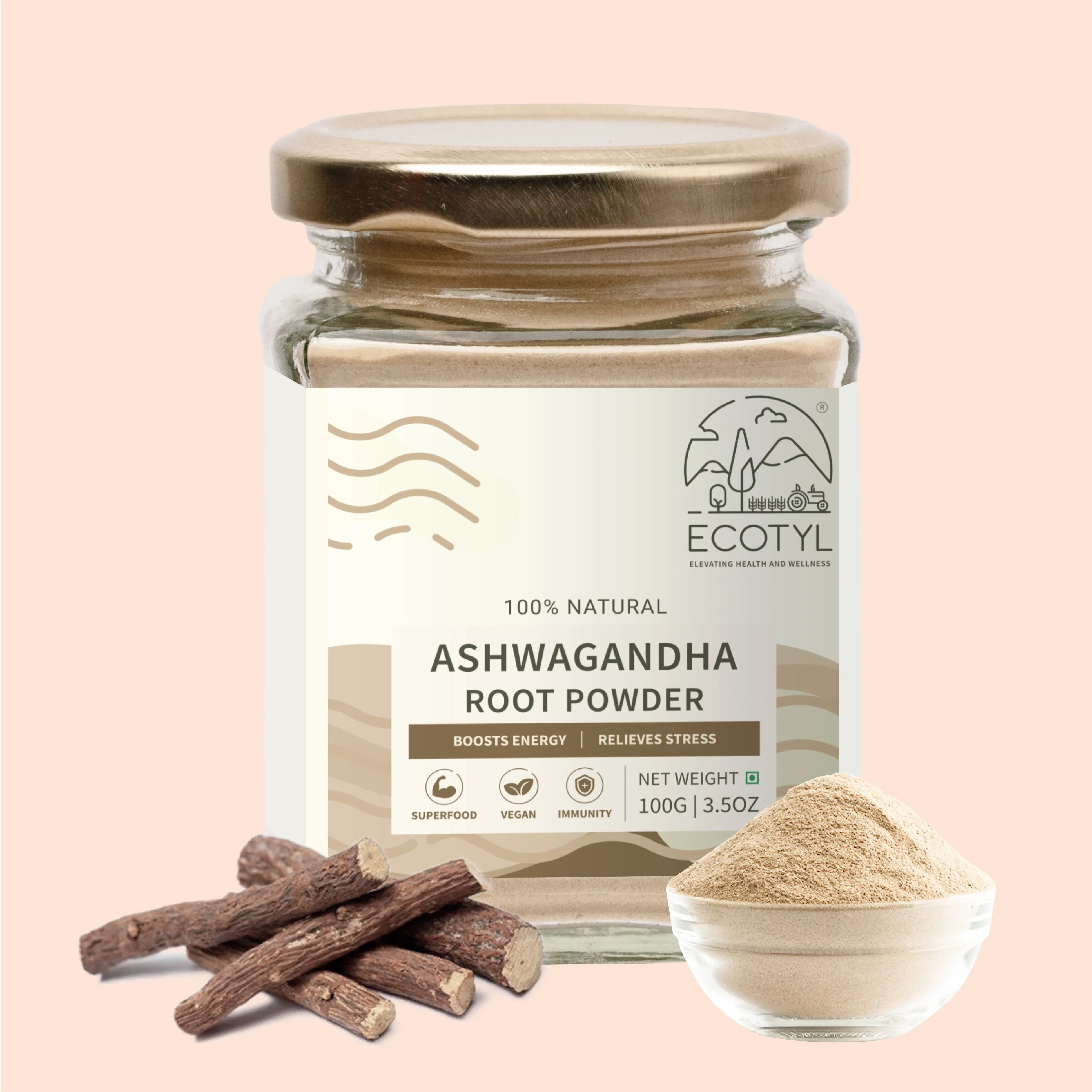 Ashwagandha Root Powder for Mental Well Being Energy Booster