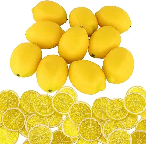 Babymoon Artificial 5 Lemons & 10 Lemon's Slices | Decorative Add-ons | Photography Props | Set of 15