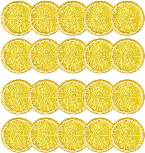 Babymoon | Set of 20 | Simulation Fake Mini Lemon Slices | Artificial Plastic Model | Ornament Decoration | Photography Props Basket Display Filler Slices