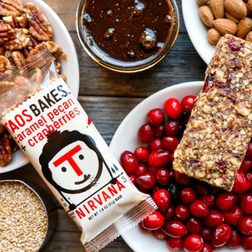 Caramel Pecan & Cranberries Bars by Taos Bakes