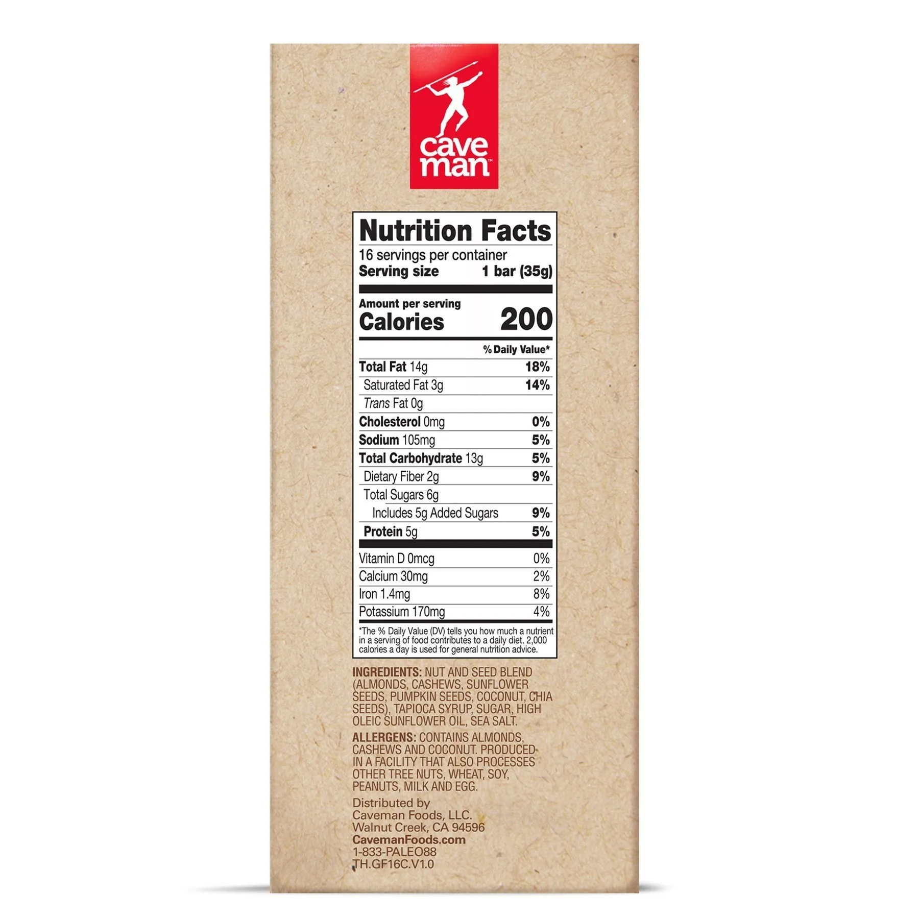 Caveman Foods Grain Free Granola Bar