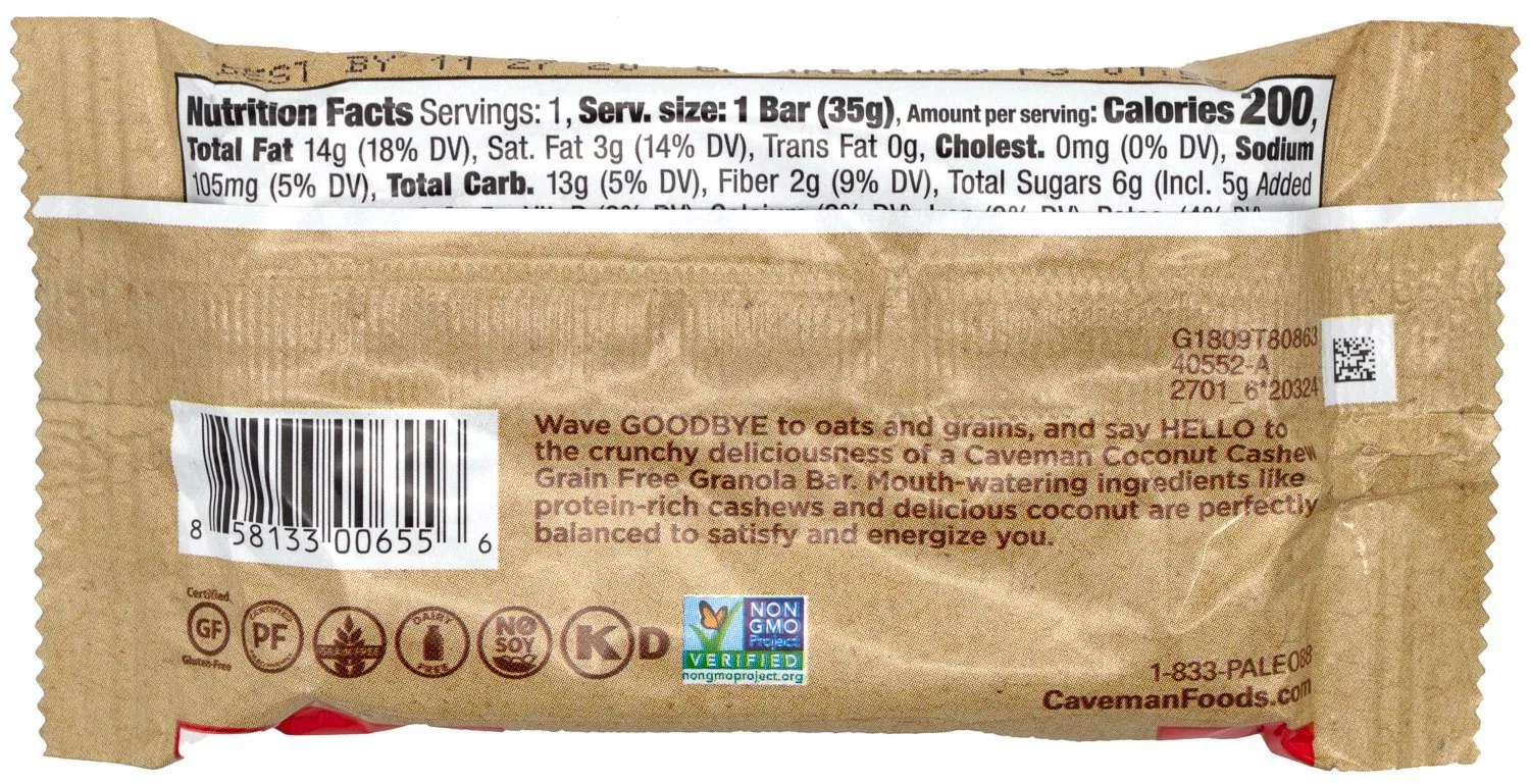 Caveman Foods Grain Free Granola Bar