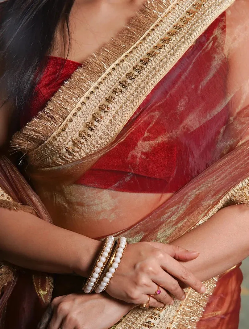 Green Tea Glass Tissue Banno Saree