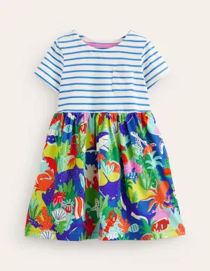 Hotchpotch Jersey dress-Sapphire Blue Underwater
