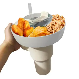 Snacks Holder Multifunctional Triple Top Popcorn Snack Bowl Drink With Straw for Stanley Quencher
