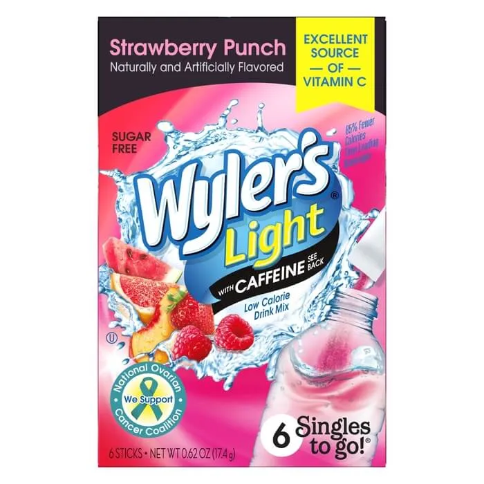 Strawberry Punch Sugar-Free Singles To Go Drink Mix With Caffeine