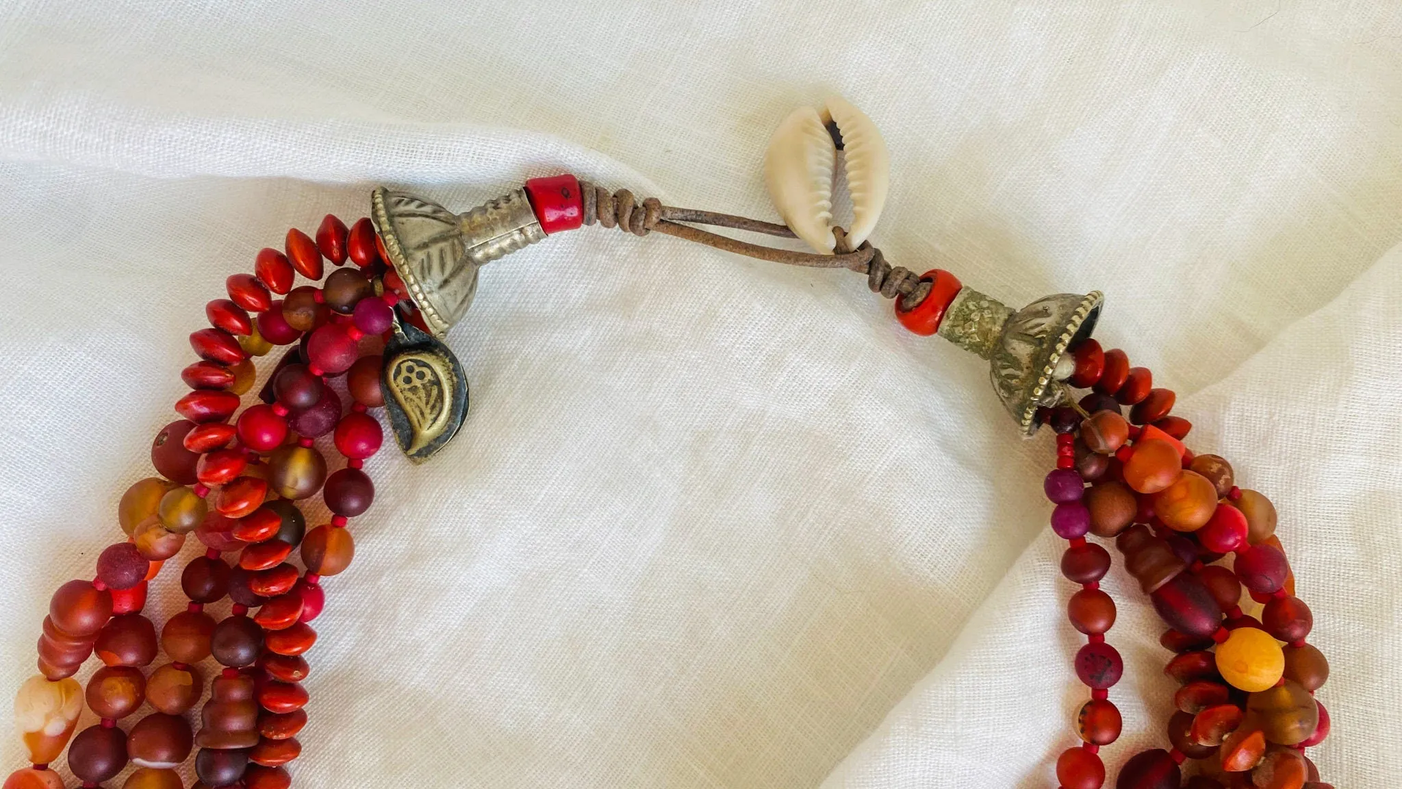 Vintage Stone, Glass and Seed Multi-Strand Necklace.