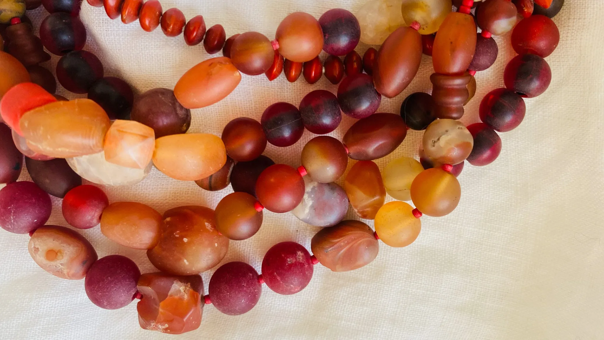 Vintage Stone, Glass and Seed Multi-Strand Necklace.